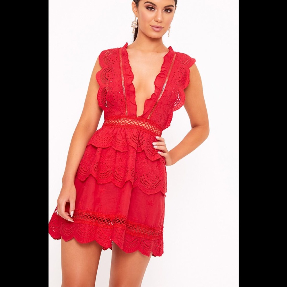 Pretty little thing lace plunge dress
